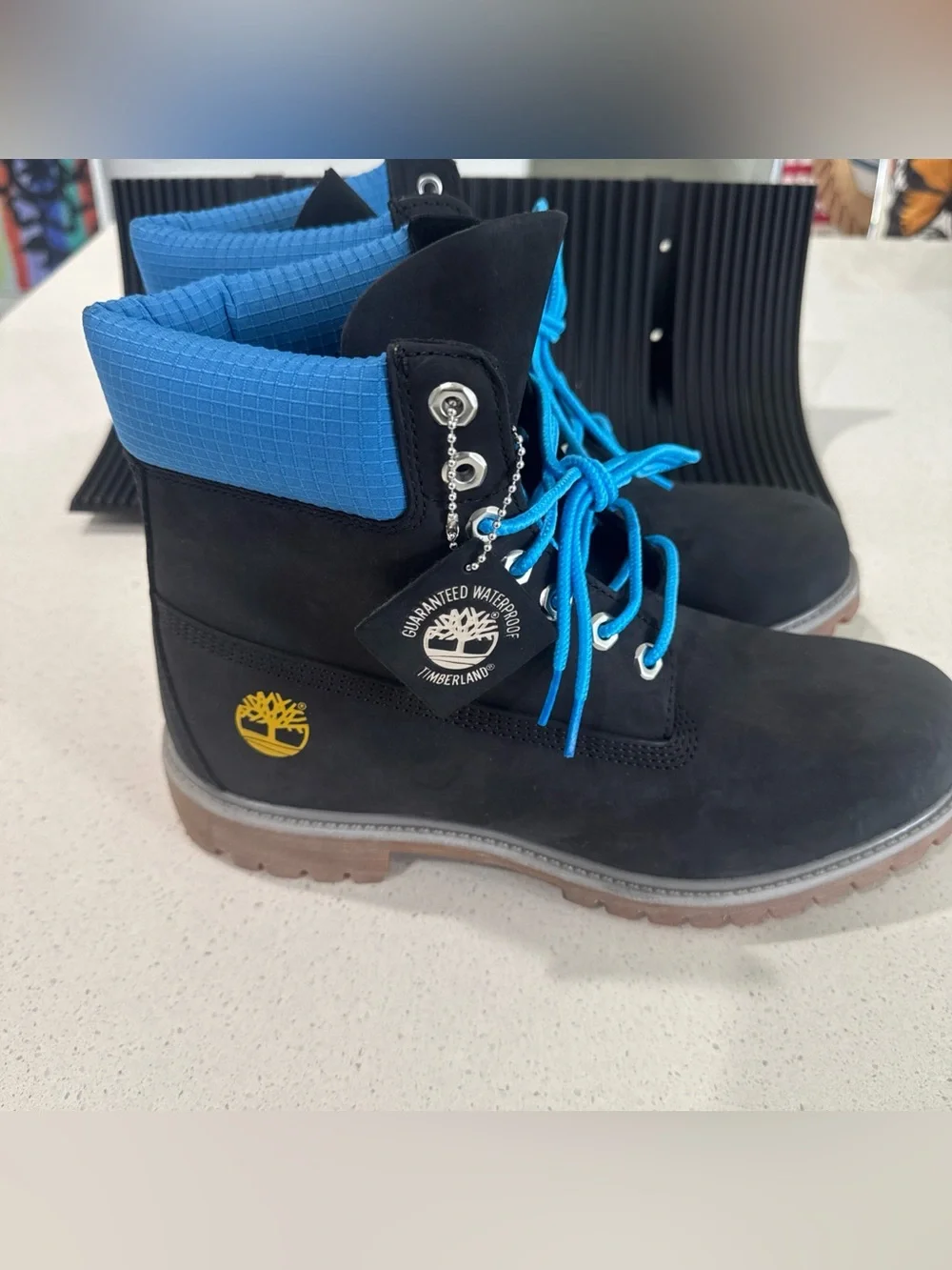 Timberland Men’s 6 Inch Premium Waterproof Boots Black Blue Size 10